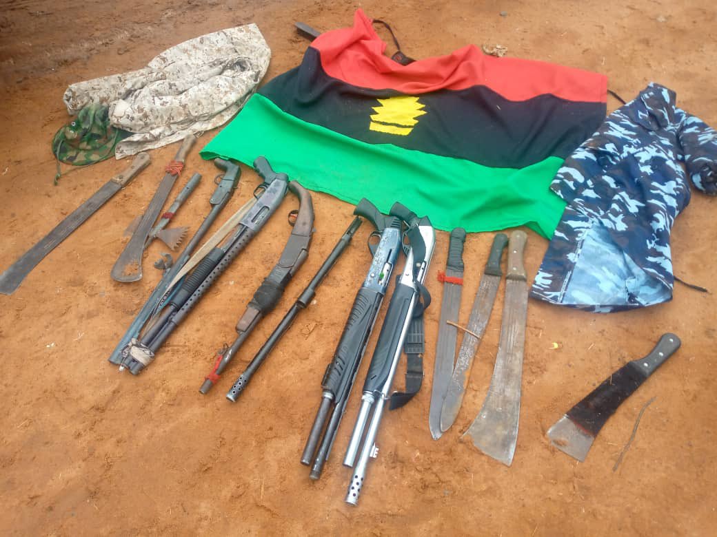 Nigerian Army Battle IPOB/ESN Fighters In Anambra, Kill Many, Recover Weapons (Photos)