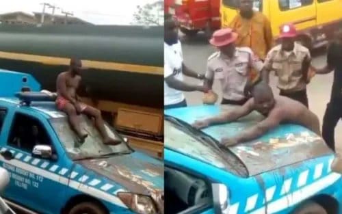 FRSC Reacts As Viral Video Of Its Officials Beating A Naked Tricycle Rider Resurfaces Online
