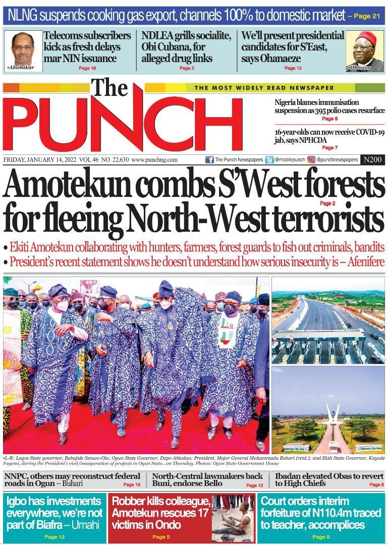 Nigerian Newspapers Daily Front Pages Review | Friday, 14 January, 2021