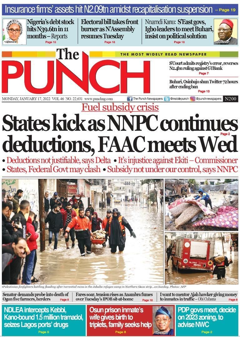 Nigerian Newspapers Daily Front Pages Review | Monday, 17 January, 2021