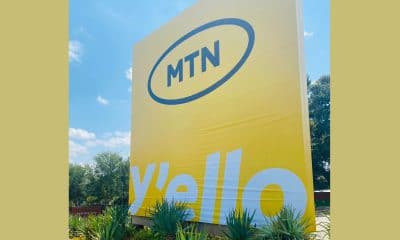 The hoarding outside MTN’s head office shows off the group’s new corporate branding