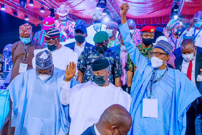 BREAKING: Buhari, Osinbajo Arrive Eagle Square For Tinubu's Swaearing-in