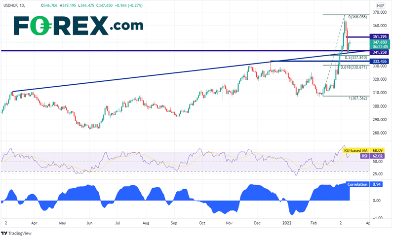 USD/HUF daily chart