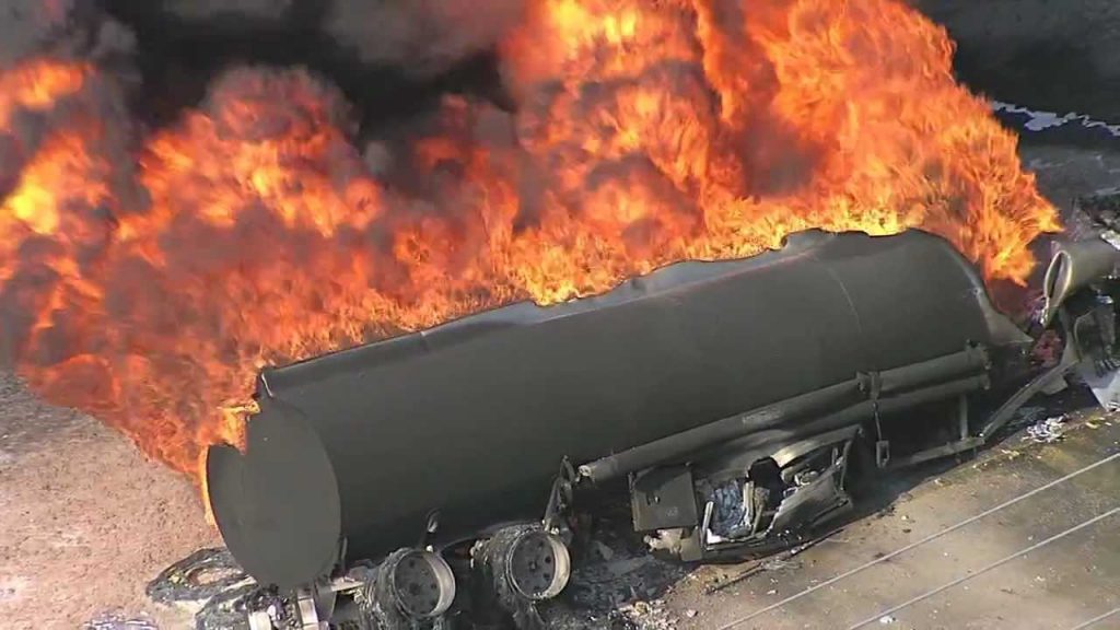 Just In: Houses, Shops On Fire As Fuel Tanker Explodes In Lagos