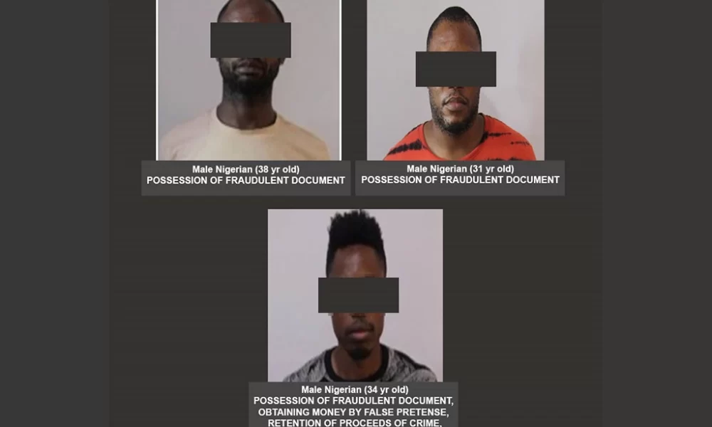 EFCC, Interpol Arrests 3 Nigerians For Fraud In International Sting Operation (Photos)