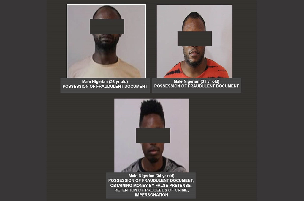 EFCC, Interpol Arrests 3 Nigerians For Fraud In International Sting Operation (Photos)