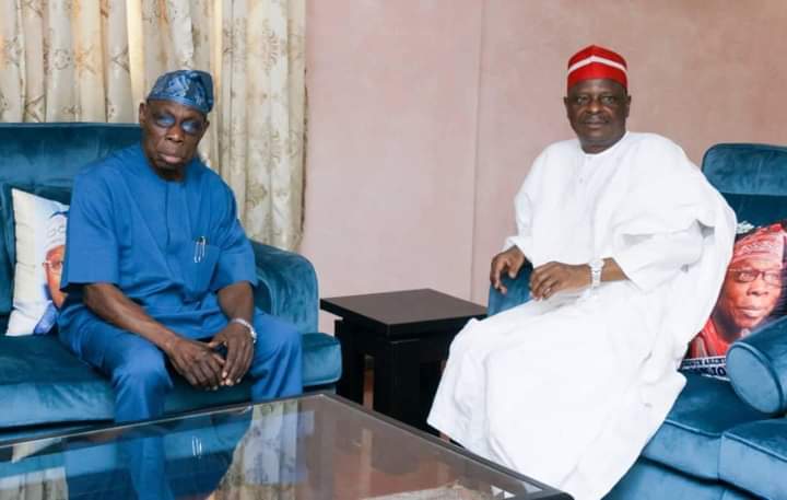 Photos: NNPP Leader, Rabiu Kwankwaso Visits Obasanjo In Abeokuta