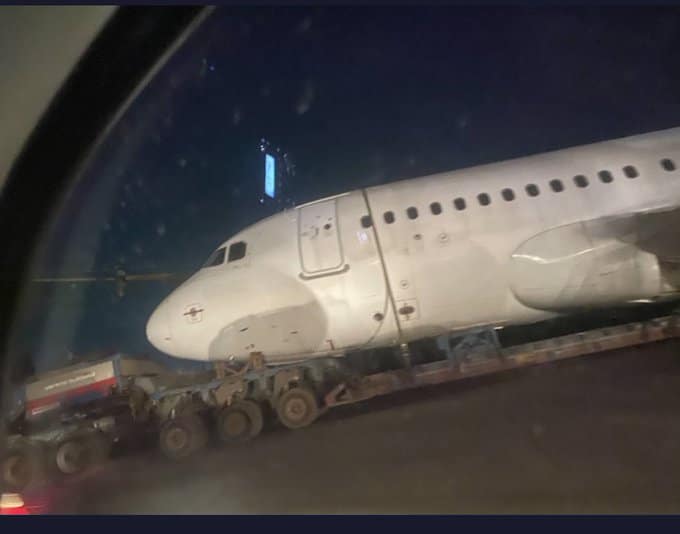 Reactions As Commericial Plane Occupies Lagos Road