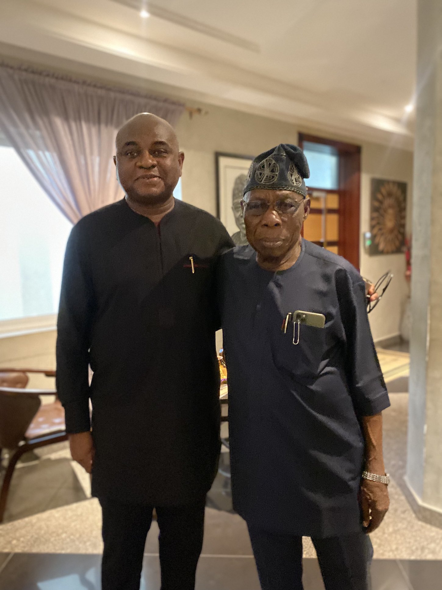 2023: Kingsley Moghalu Visits Obasanjo In Abeokuta (Photo)