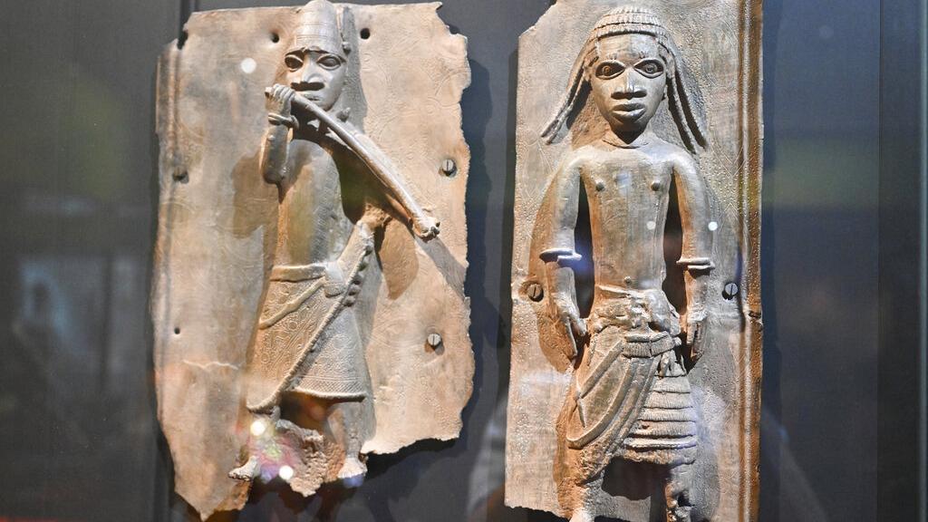 Bronze objects from Benin are displayed at the Linden Museum in Stuttgart, Germany, June 29, 2022