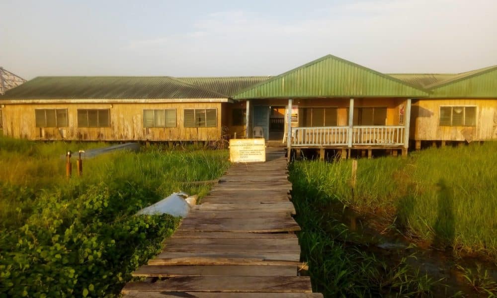 Abandoned Primary Health Center in Odu-Oretan community taken over by stagnant water and left in dilapidated condition