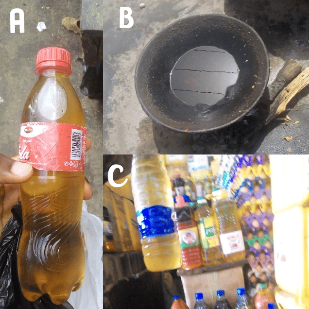 Pictorial view of the three oil samples tested at FIIRO laboratory in Lagos. Photo credit: Adesola Ikulajolu