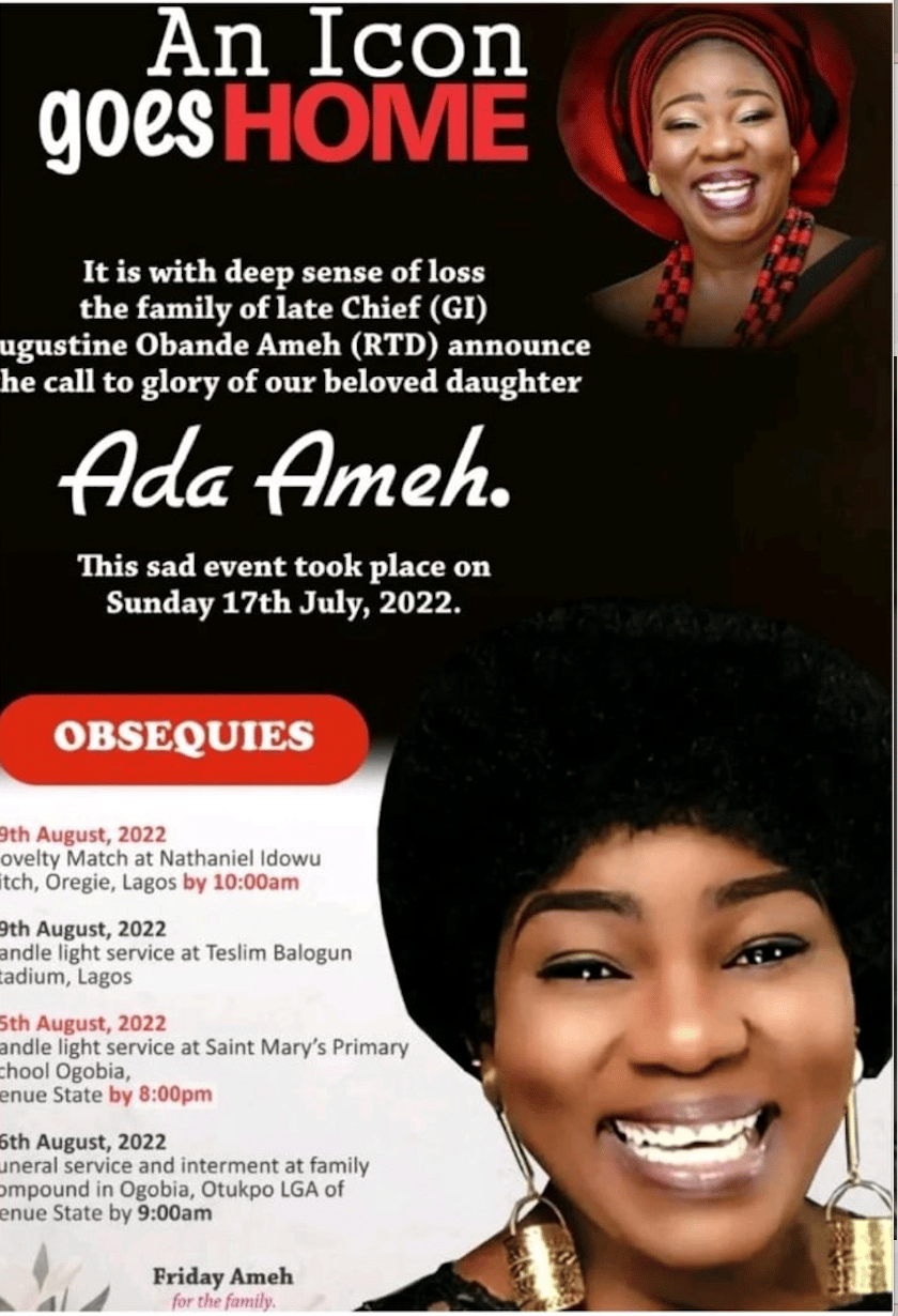 Ada Ameh and poster