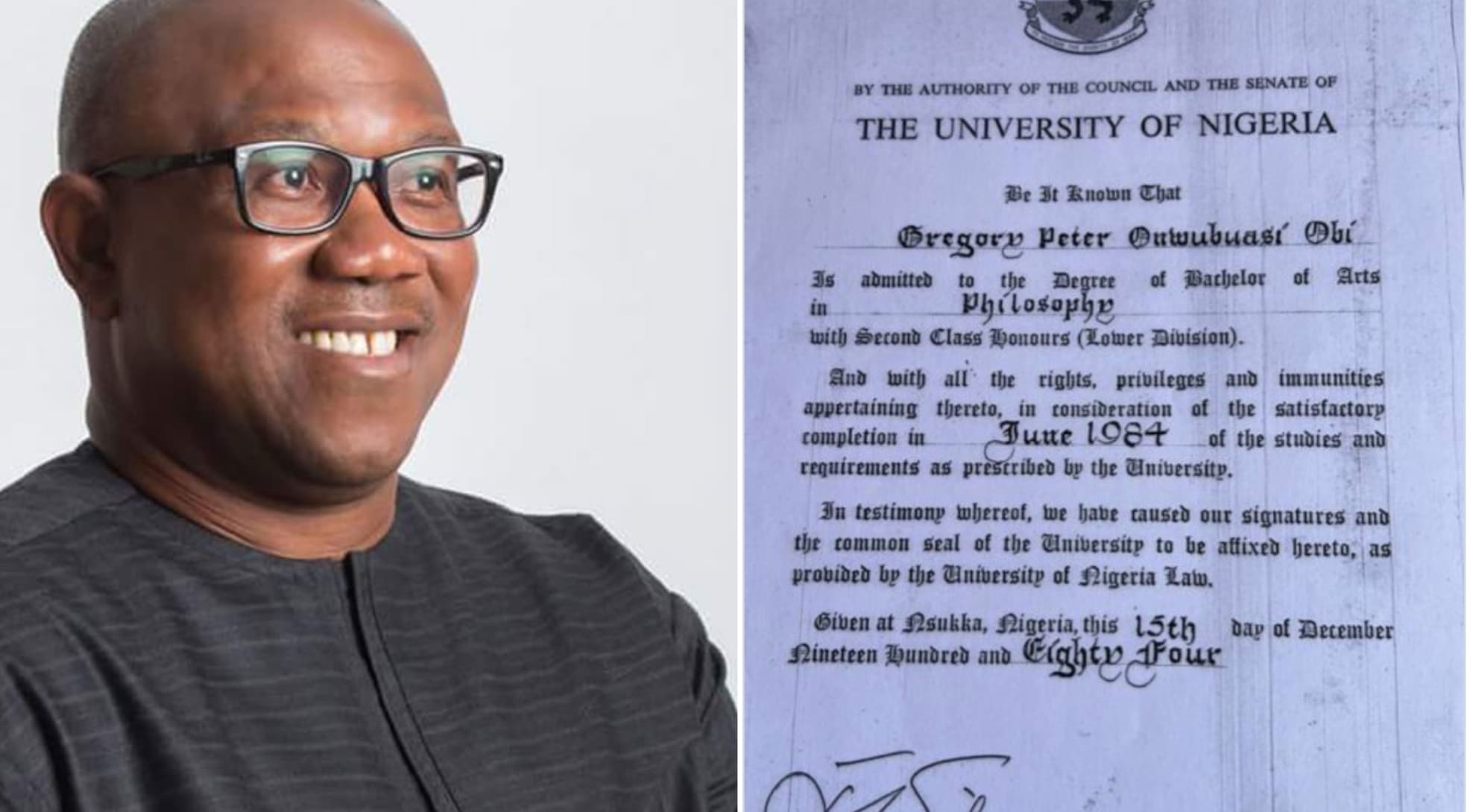 2023: Peter Obi's Camp Releases 'Evidence' On His University Degree After INEC Publication