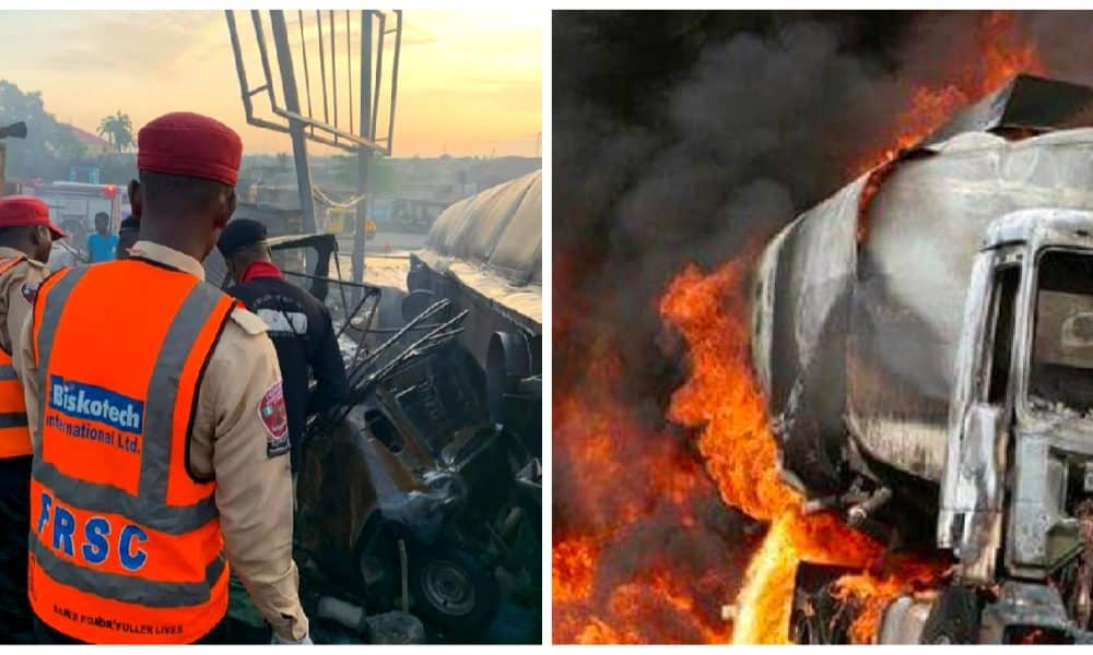 JUST IN: Two Killed, 12 Vehicles Ravaged As Fuel Tanker Explodes In Ogun