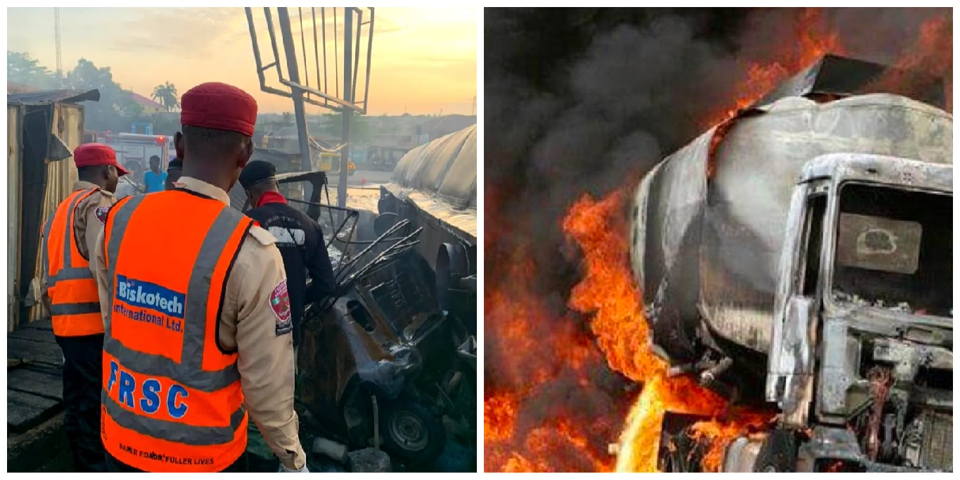 JUST IN: Two Killed, 12 Vehicles Ravaged As Fuel Tanker Explodes In Ogun