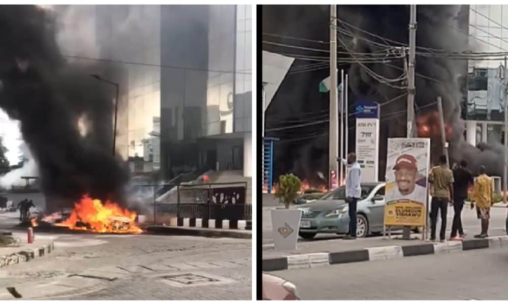 JUST IN: Raging Fire Outbreak In Adeola Odeku Lagos - [Videos]