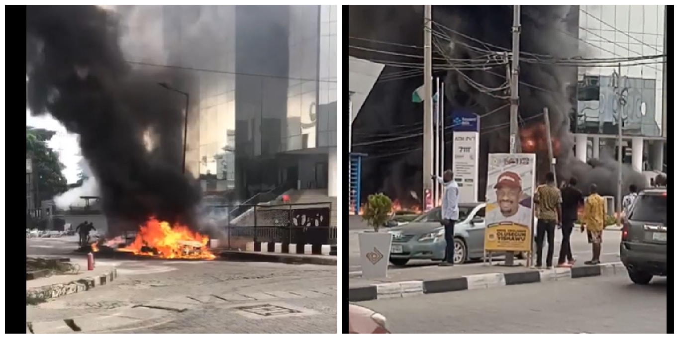 JUST IN: Raging Fire Outbreak In Adeola Odeku Lagos - [Videos]