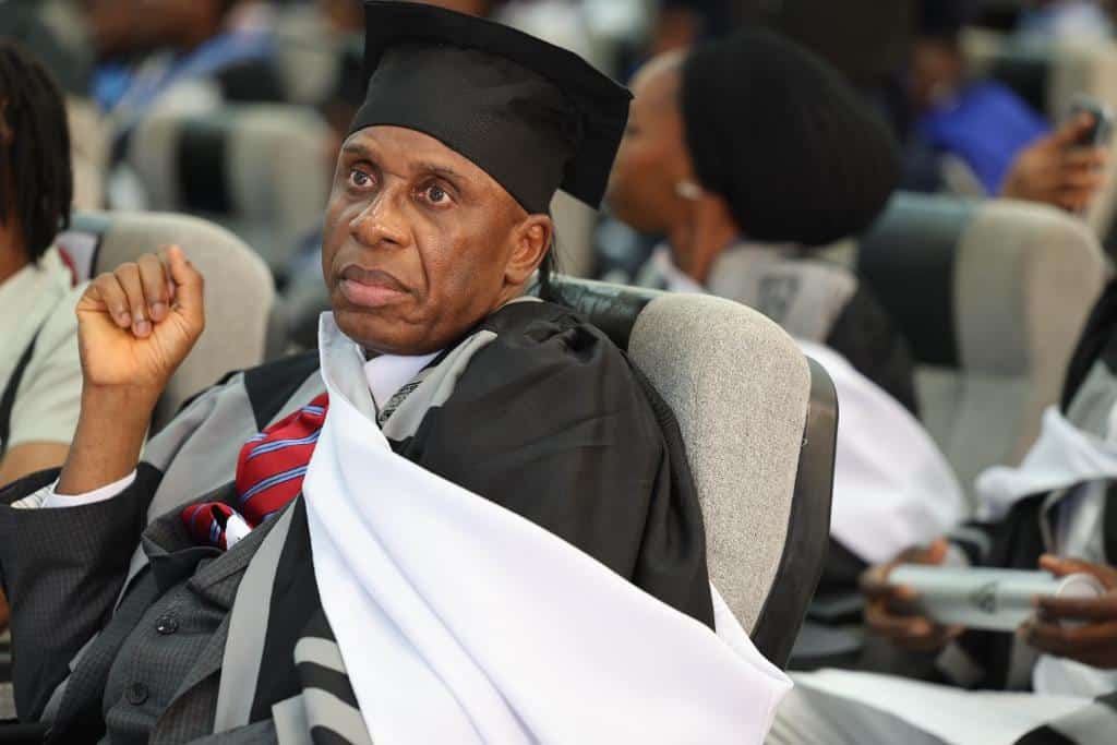 Amaechi Dragged Online For Hiding Name Of School As He Bags Law Degree From Baze University (Photos)
