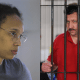 American Brittney Griner, in the defendant's box during a hearing near Moscow in August 2022, and Russian Viktor Bout, in a detention center in Thailand in 2008