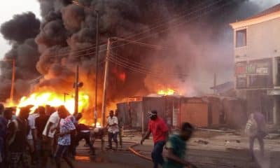 BREAKING: Fire Guts Popular Market In Lagos