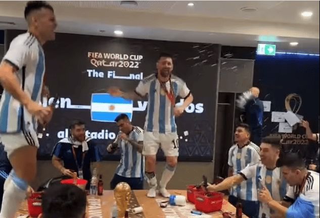 Watch As Messi Leads Teammates To Celebrate World Cup Victory Inside Dressing Room