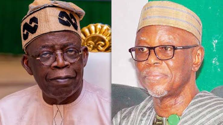 L-R President Bola Tinubu and ADC Chieftain, John Oyegun