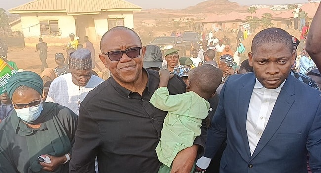 Hours After Obasanjo's Endorsement, Peter Obi Visits Abuja IDP Camp [Photos]