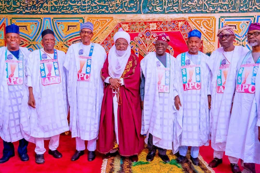 Buhari, Tinubu, APC Leaders Visit Emir Of Katsina [Photos]