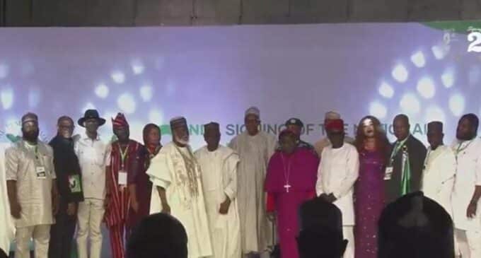 Buhari Present As Atiku, Tinubu, Obi, Others Sign Peace Accord