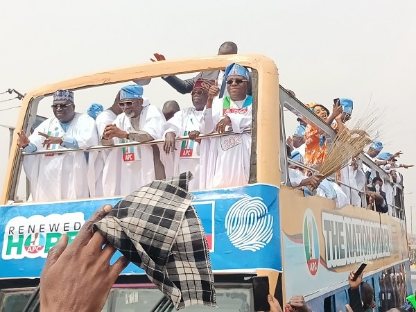 Tinubu Arrives APC Presidential Campaign Rally Venue