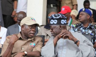 Oshiomhole Reacts As Tinubu Raises Up His Hands During National Anthem - [Video]