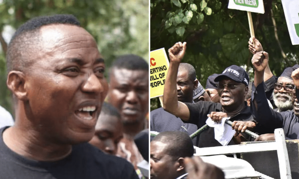 Sowore Reacts As Atiku Leads PDP Supporters To Protest At INEC Headquarters In Abuja