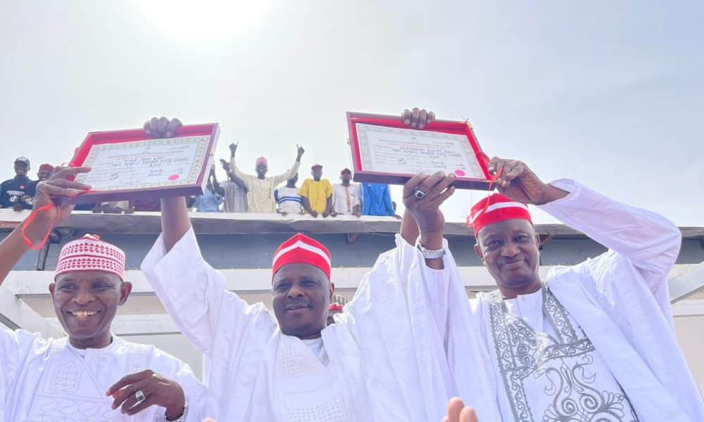 Kano: Kwankwaso Joins Abba Yusuf, Other NNPP Election Winners For Public Presentation Of Their Certificates Of Return (Photos)
