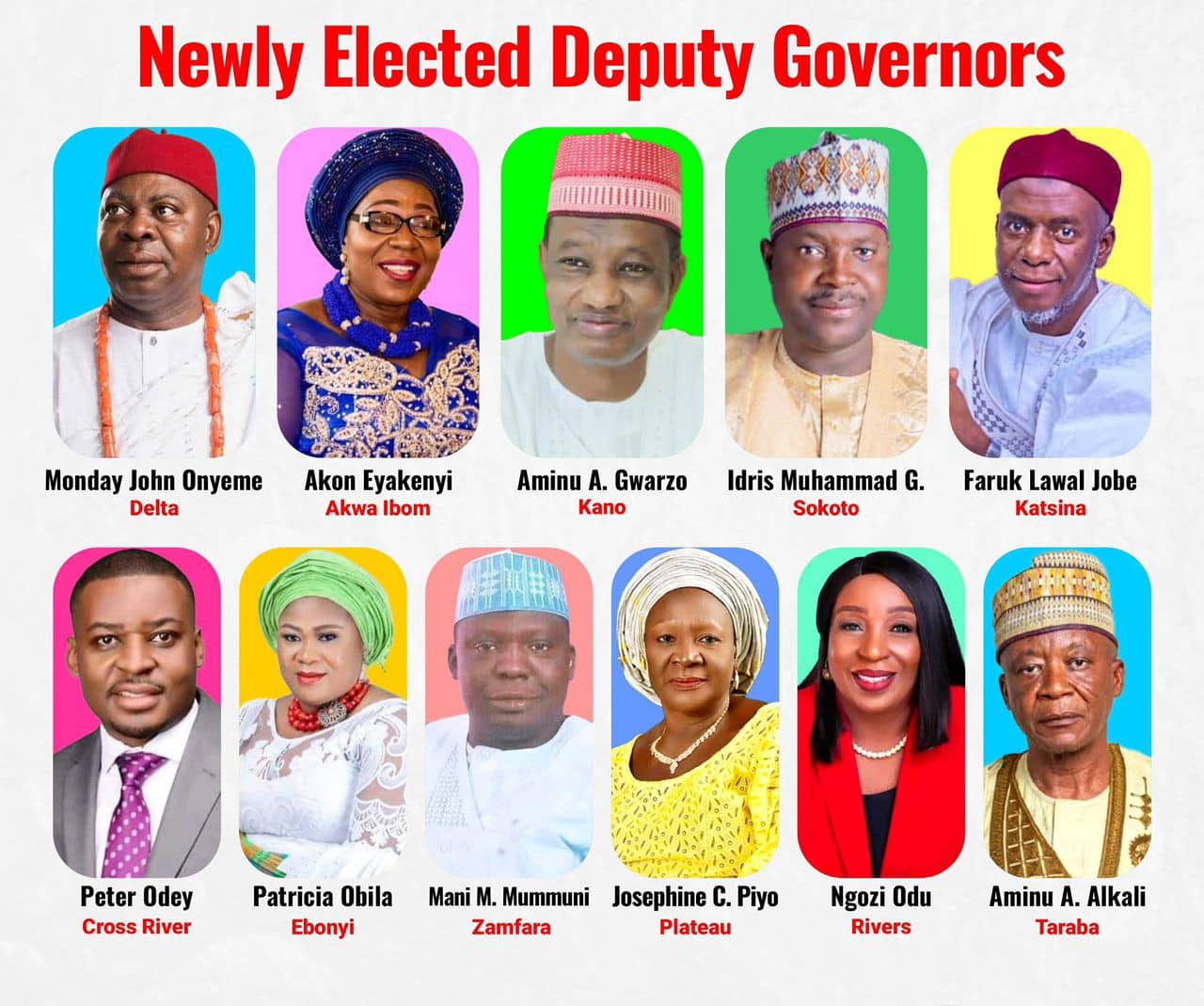 2023: Meet The Newly Elected Deputy Governors (Full List)