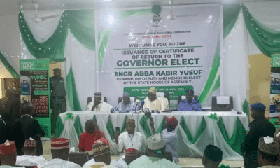INEC Presents Certificate Of Return To Kano Gov-Elect, Yusuf [Photos]