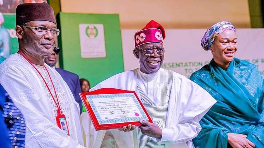 INEC Presents Certificate Of Return To Tinubu As President-elect (Video)