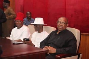 Peter Obi, Julius Abure aList of LP Chieftains At Peter Obi’s Press Conference In AbujaArrive Presidential Election Tribunal (Photos)