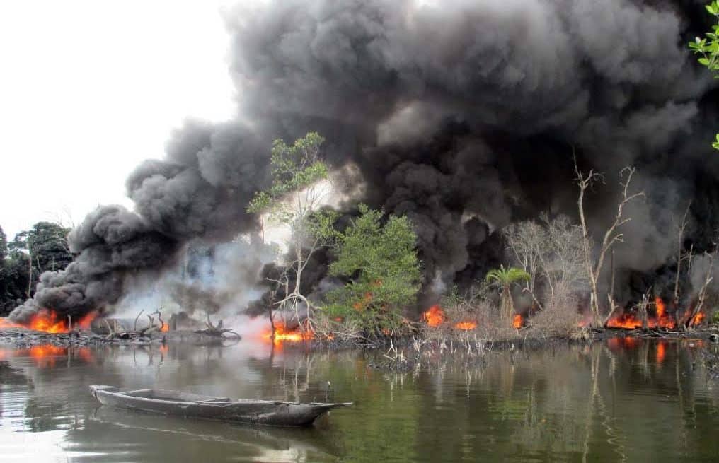 DHQ Destroys 50 Illegal Oil Refining Sites In Niger Delta