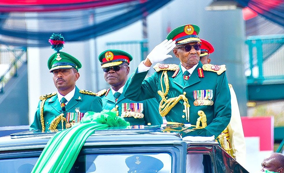 Photos: Buhari Sparks Reactions As He Dresses In Full Military Attire