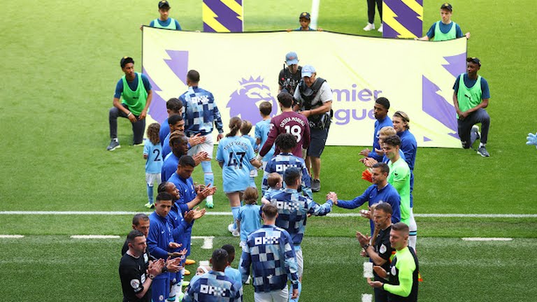 Manchester City celebrated winning the Premier League for a record third consecutive season with their victory over Chelsea