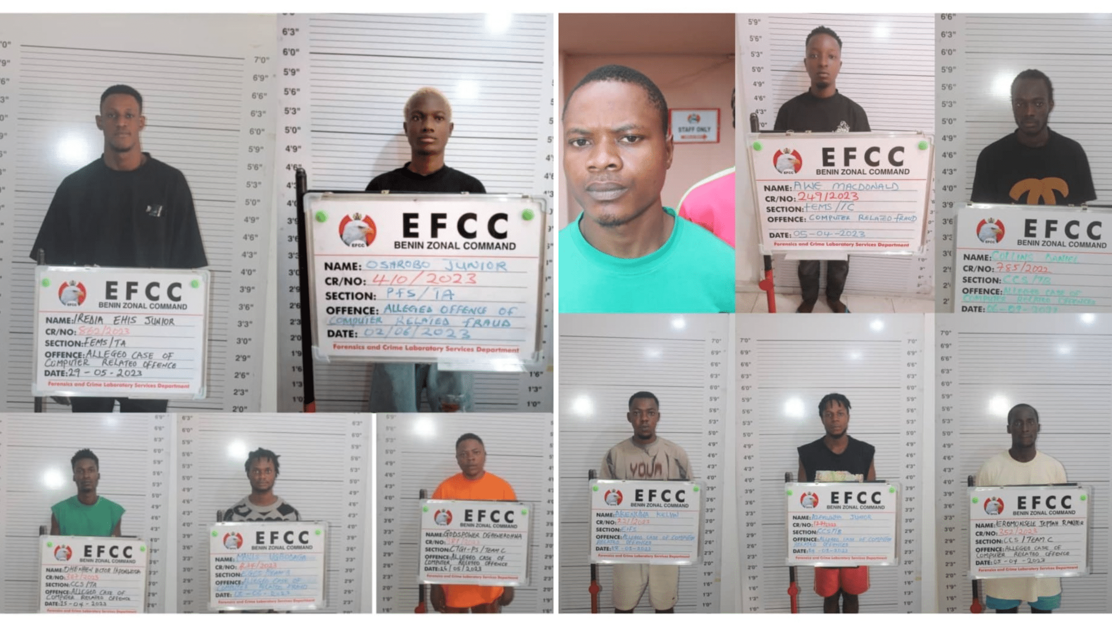 EFCC: Court Sentences 11 'Yahoo Boys’ To Prison In Benin