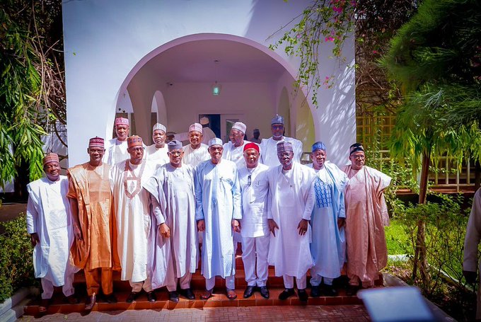 Photos: Governors, Ex-Governors Visit Buhari In Daura (Full List)