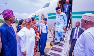 Senate President Akpabio Arrives Lagos (Photos)