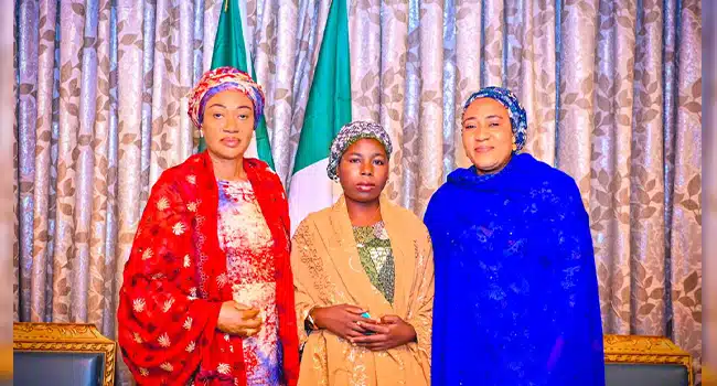 First Lady Remi Tinubu Receives Rescued Chibok Girl In Abuja