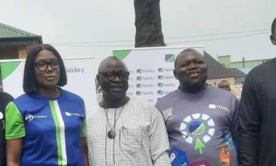 L-R: Nick Ankyoor, Chairman, Board of Trustees, Hyacinth Alia Support Foundation (HASUF); Victoria Abuka, Team Lead, Corporate Social Responsibility (CSR), Fidelity Bank Plc; Aondonaa Iorpuu James, Executive Secretary, Benue State Emergency Management Agency (BSEMA); Terwase Swande, Branch Leader, Fidelity Bank Plc, Makurdi; and Fidelis Msughter Unongo, Special Adviser to the Benue State Governor on Innovation Strategies, Special Duties, Development, Policy, and Planning; at the Fidelity Food Bank distribution at the Internally Displaced Persons Camp, Federal Housing Estate, North Bank, Benue State recently