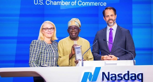 Tinubu Becomes First African Leader To Ring Closing Bell At Nasdaq – Presidency