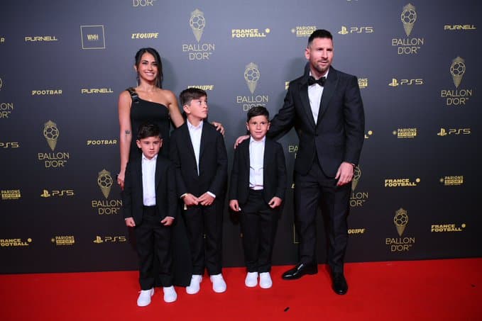 Lionel Messi and his family at the 2023 Ballon d'Or