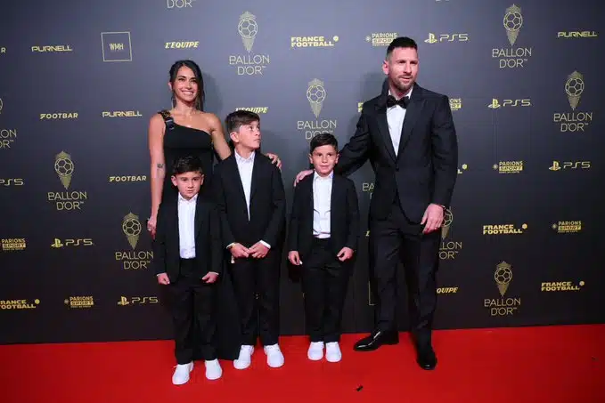 Lionel Messi and his family at the 2023 Ballon d'Or