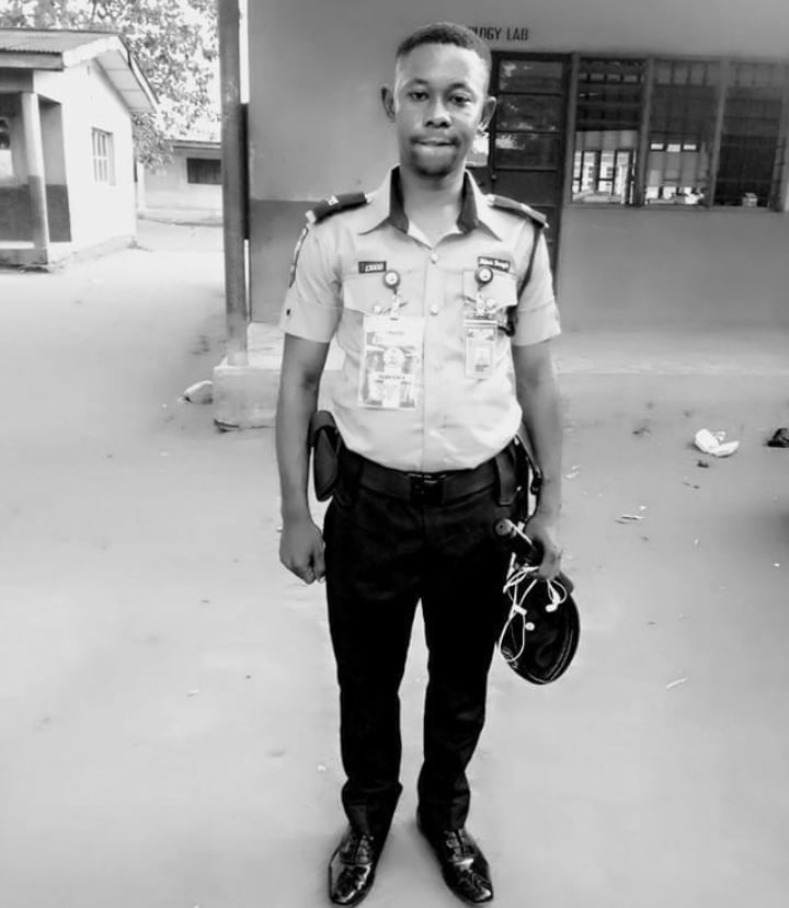 Late Sergeant Fidus Joseph Usang, a police officer who served with the traffic warder department in Sango Otta, Ogun state, was a victim of armed robbery attack on Saturday midnight, October 14, 2023.